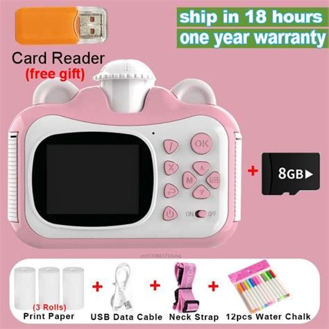 Carte TF 8 Go rose 1 appareil photo instantané pour enfants Appareil