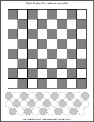 DIY Checkers Print Your Own Checkerboard | Student Handouts