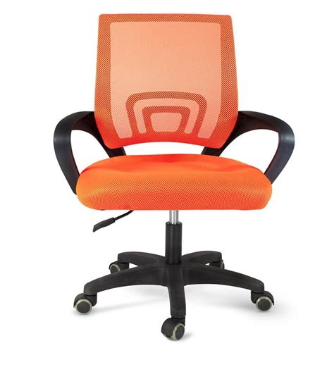 Buy Mesh Revolving Chair In Orange Colour By Furniturstation Online