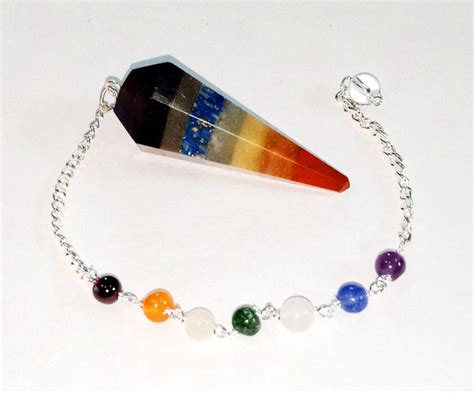 Beautiful Seven Chakra Dowsing Cone Pendulum Chakra Bonded Pendulum