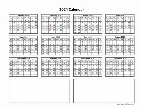 Printable Calendar With Notes