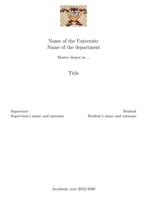 Thesis Title Page How Can I Write My Name And My Supervisors Name On