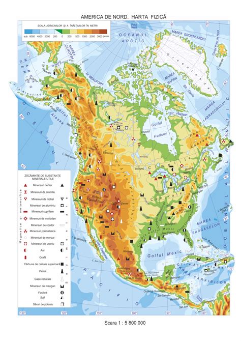 America De Nord Harta Fizica 130m X 175m Geografia Online