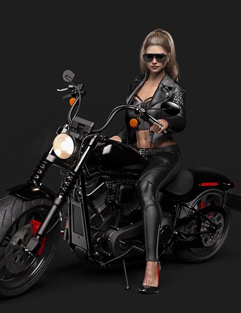 Ajc Glamor Biker Outfit For Genesis And Females Bundle Daz D