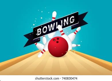 Vector Red Bowling Ball Crashing Into Stock Vector Royalty Free