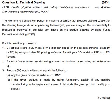 Solved Question 1 Technical Drawing 50 Clo2 Create