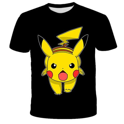 Camiseta De Pikachu Con Estampado 3d De Pokémon Para Niño Y Niña Camisa Informal De Moda Ropa