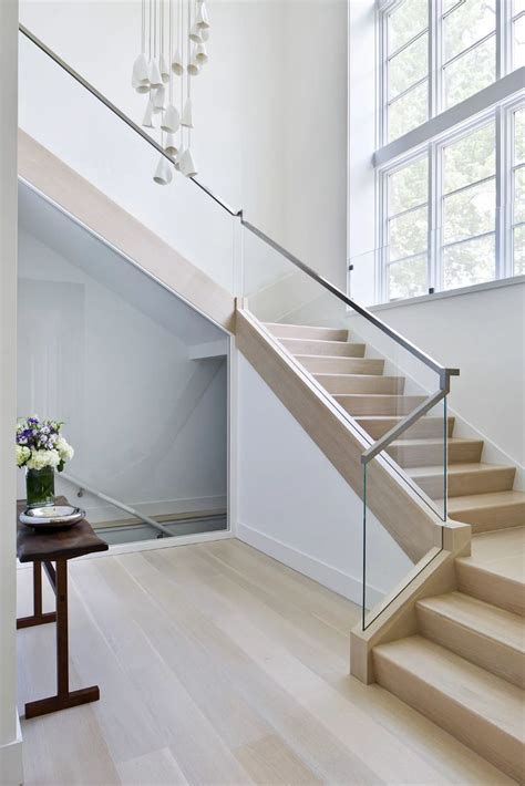 Contemporary White Oak Stair With Stainless Steel And Glass Handrail By Alisberg Parker Archite