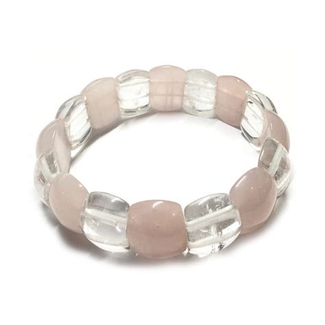 Bracelet En Cristal De Roche Quartz Rose Vibrations Cristallines