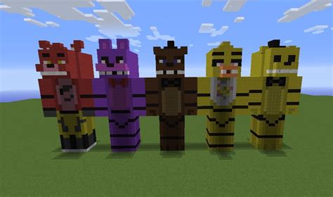 Five Nights At Freddy S Minecraft Statue Foxy Bonnie Freddy Chica Golden Freddy Animatronics