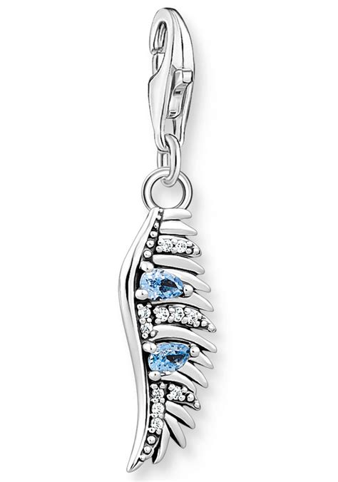 THOMAS SABO Charm Einhänger Phönix Feder mit blauen Steinen 1905 644