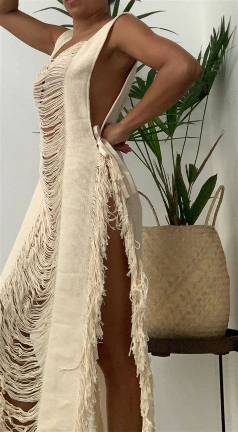 Frayed Tulum Maxi Dress Tulum Frayed Beach Wear Boho Tunic Kimono