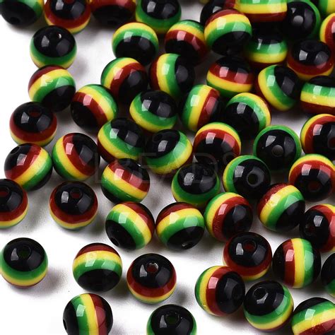 Ghana Jamaica Reggae Stripe Resin Beads Lbeads