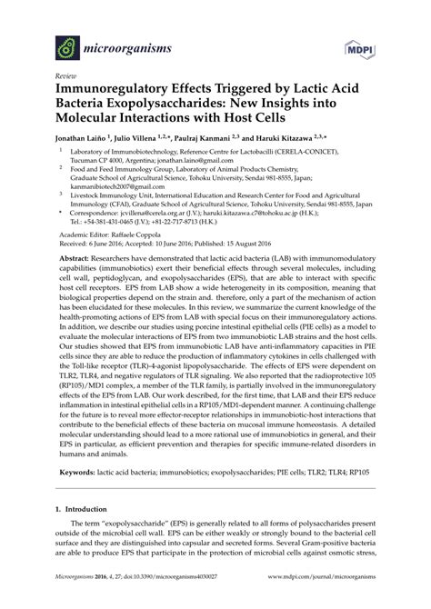 Pdf Immunoregulatory Effects Triggered By Lactic Acid Bacteria