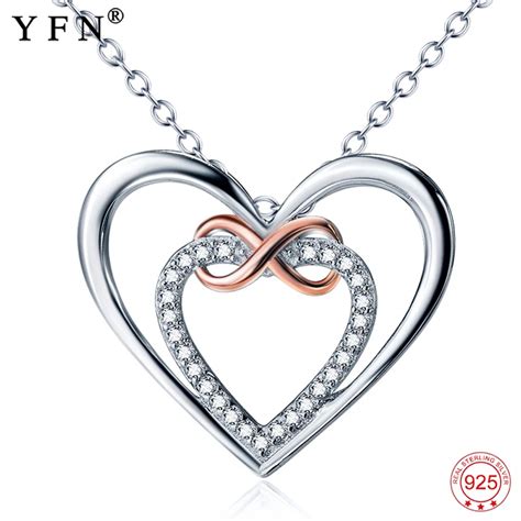 Genuine 925 Sterling Silver Love Heart Pendants Necklaces Romantic