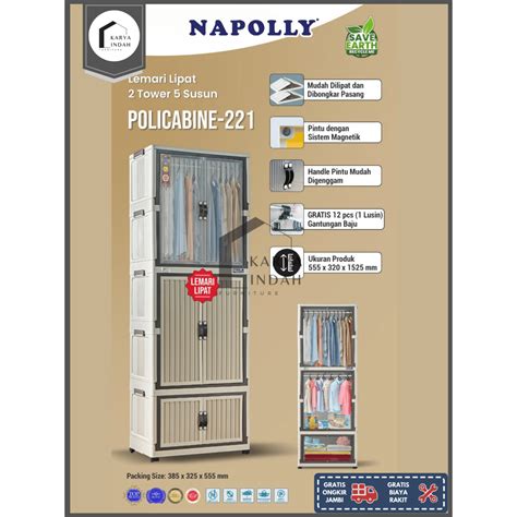 Jual Lemari Plastik Napolly Folding Policabine Mini Cabinet