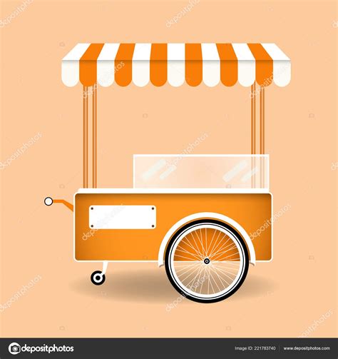 Food Street Cart Cartoon Ice Cream Hot Dog Popcorn Retro Stock Vector