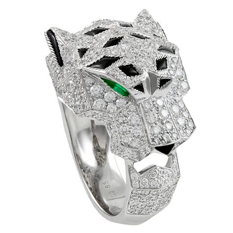 Cartier Diamond Emerald And Onyx Panther Ring For Sale At Stdibs