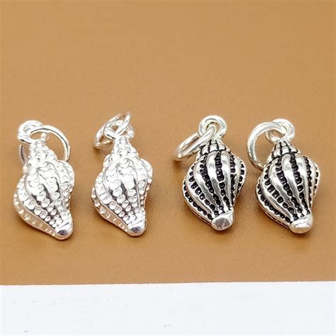 5 Sterling Silver Conch Charms Shiny Conch Shell Charms 925 Etsy