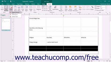 Publisher 2016 Tutorial Inserting And Deleting Columns And Rows Microsoft Training Youtube