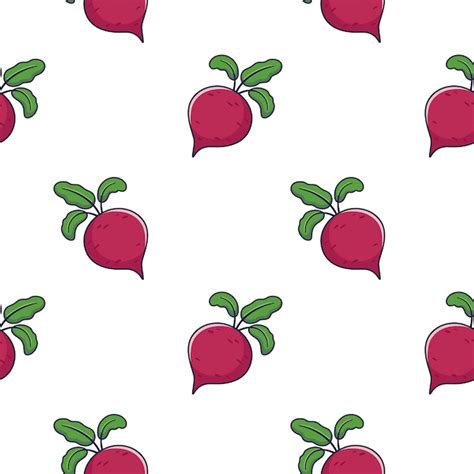 Premium Vector Cute Beet Root Seamless Pattern In Doodle Style Vector