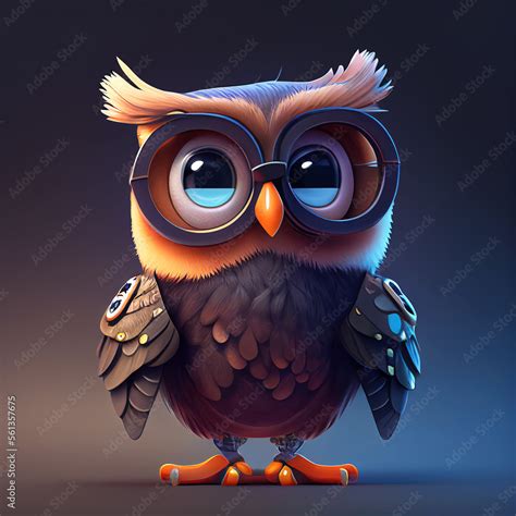 Cute Owl Character Design Generative AI Digital Art Illustration Stock ...