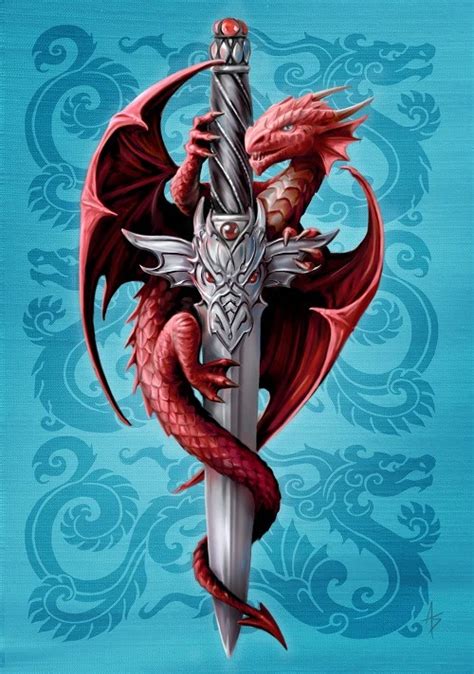 Dragon And Dagger Card By Anne Stokes Dragon Tattoo Art Celtic