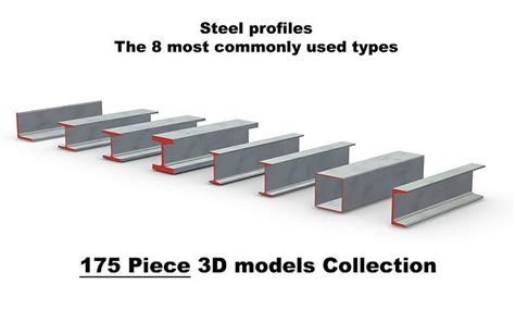 Steel Profiles - 8 Types - 175 Files 3D CAD Collection 3D model | CGTrader