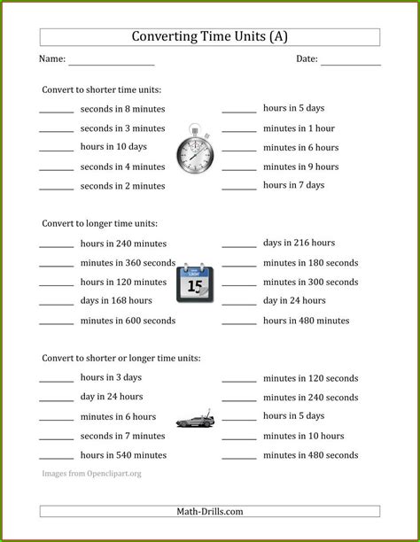 Time Conversion Worksheet