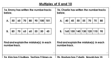 Multiples Of 5 And 10 Reasoning And Problem Solving Classroom