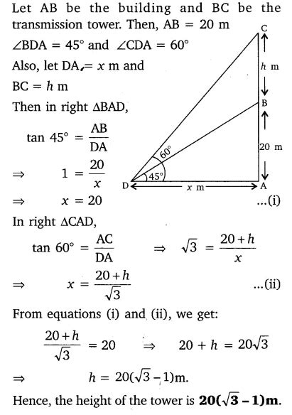 From A Point On The Ground The Angles Of Elevation Of The Bottom