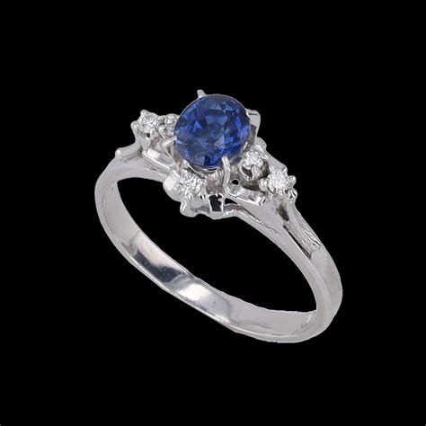 Platinum 900 sapphire and diamond ring