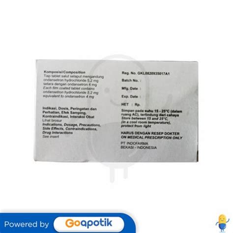 Ondansetron Indofarma 4 Mg Box 12 Tablet Kegunaan Efek Samping