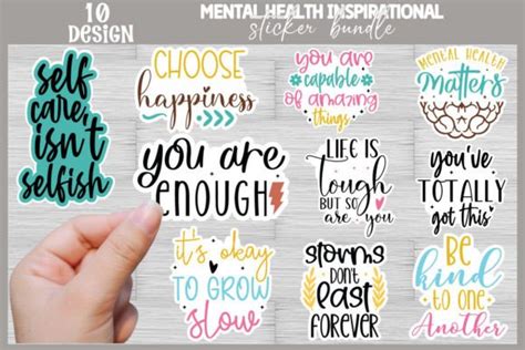 Mental Health Inspirational Sticker Bund Graphic By Printablestore · Creative Fabrica