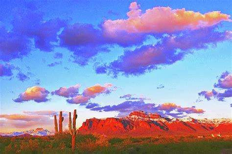 Superstition Mountains And Four Peaks Arizona In Winter Splendor