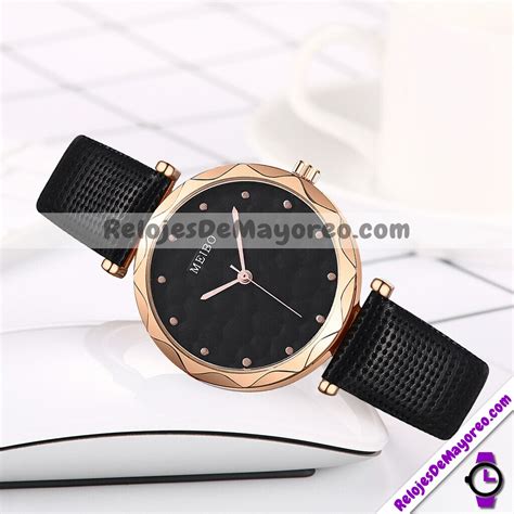 Reloj De Piel Sintetica Con Textura Con Caratula En Dise O Rose Gold