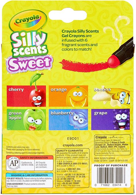 Crayola 6 Ct Silly Scents Gel Crayons 52 3414 Office Mart