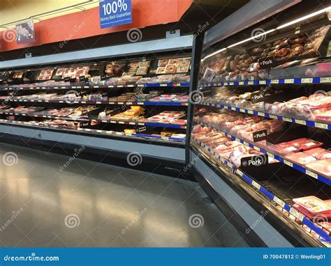 Frozen Meat In Refrigerator Selling Editorial Photography Image Of