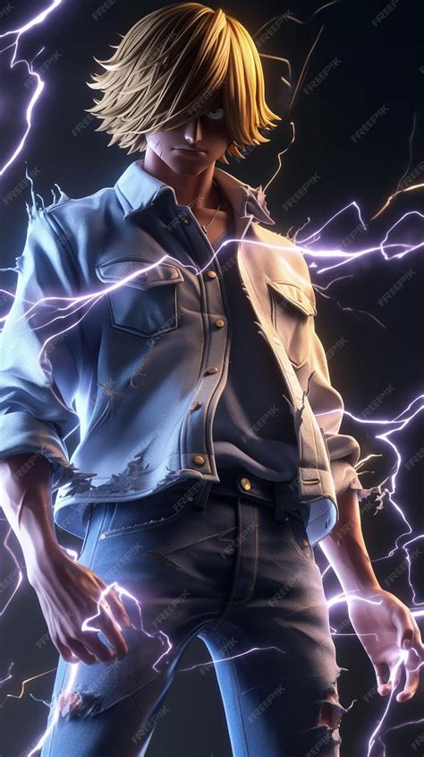 Premium Photo Anime Character With Lightning In The Background