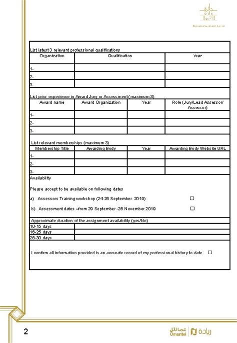 Assessors Registration Form Personal Information English Assessor Name