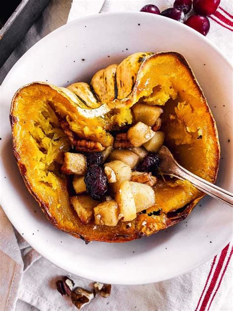 Cranberry Apple Stuffed Acorn Squash Recipe Savory Nothings