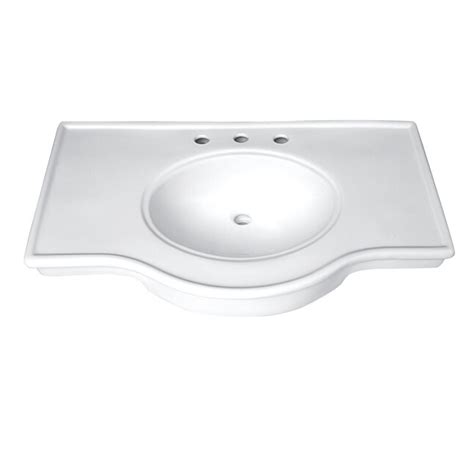 Kingston Brass Imperial White Ceramic Wall Mount Rectangular Traditional Bathroom Sink 37 38 In