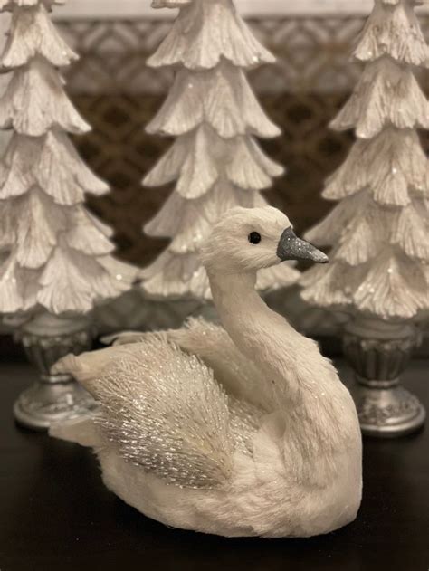 10h X 12w Snow Fleece Swan Tabletop/ornament. - Etsy | Ornament decor ...