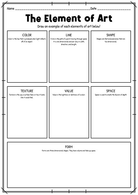 19 7 Elements Of Art Worksheets In 2023 Art