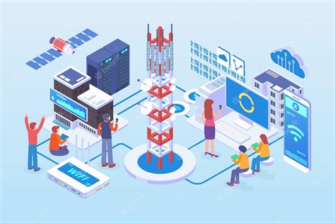 Premium Vector Isometric Telecommunication Network Vector Concept