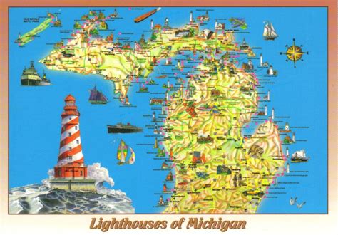 Lighthouses In Michigan Map - World Of Light Map