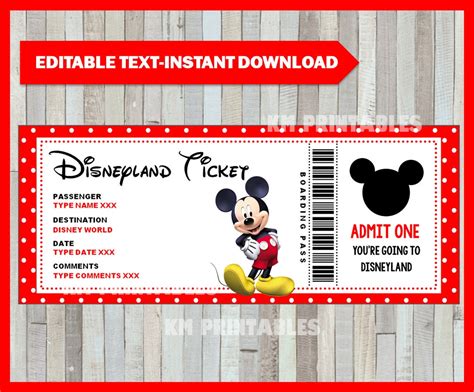 Free Printable Disneyland Ticket Template