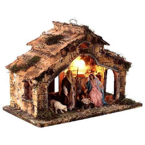 Capanna Natività forno interno 35x45x25 presepe napoletano 14 cm