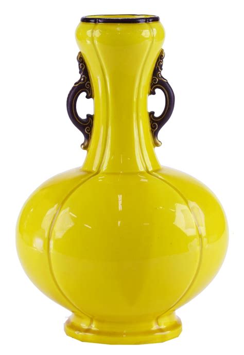 Minton Imperial Yellow Chinese Style Majolica Vase Circa 1875 At 1stdibs