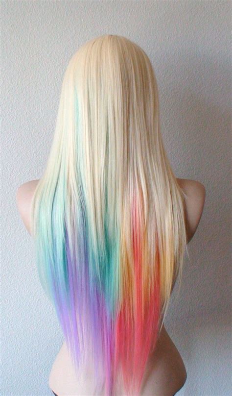 Blonde Pastel Arc En Ciel Couleur Combre Perruque Couleur Etsy